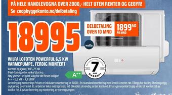 Obs Bygg Wilfa lofoten powerful 6,5 kw varmepumpe, ferdig montert tilbud