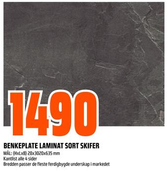 Obs Bygg Benkeplate laminat sort skifer tilbud