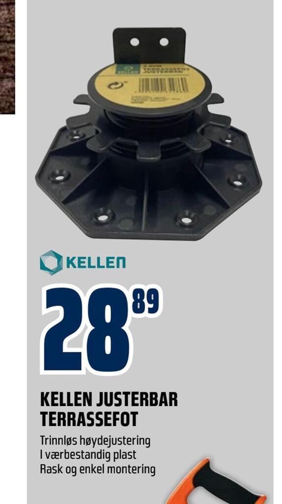 Obs Bygg Kellen justerbar terrassefot tilbud