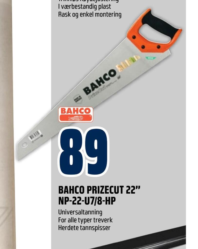 Obs Bygg Bahco prizecut 22 np-22-u7/8-hp tilbud