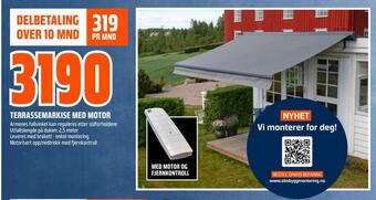 Obs Bygg Terrassemarkise med motor tilbud