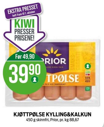 Kiwi Kjøttpølse kylling&kalkun tilbud