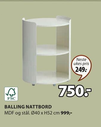 JYSK Balling nattbord tilbud