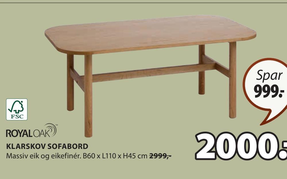 JYSK Klarskov sofabord tilbud