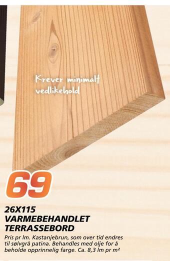 Coop Byggmix 26x115 varmebehandlet terrassebord tilbud