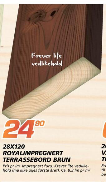 Coop Byggmix 28x120 royalimpregnert terrassebord brun tilbud