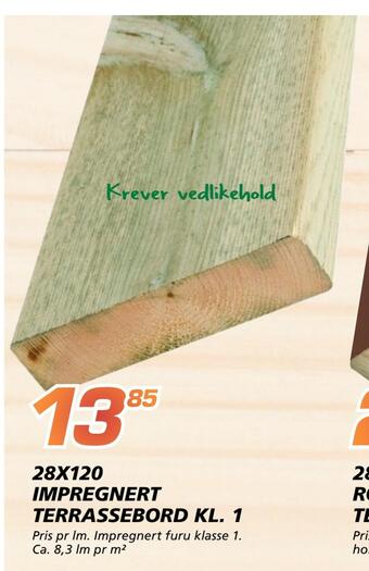 Coop Byggmix 28x120 impregnert terrassebord kl. 1 tilbud