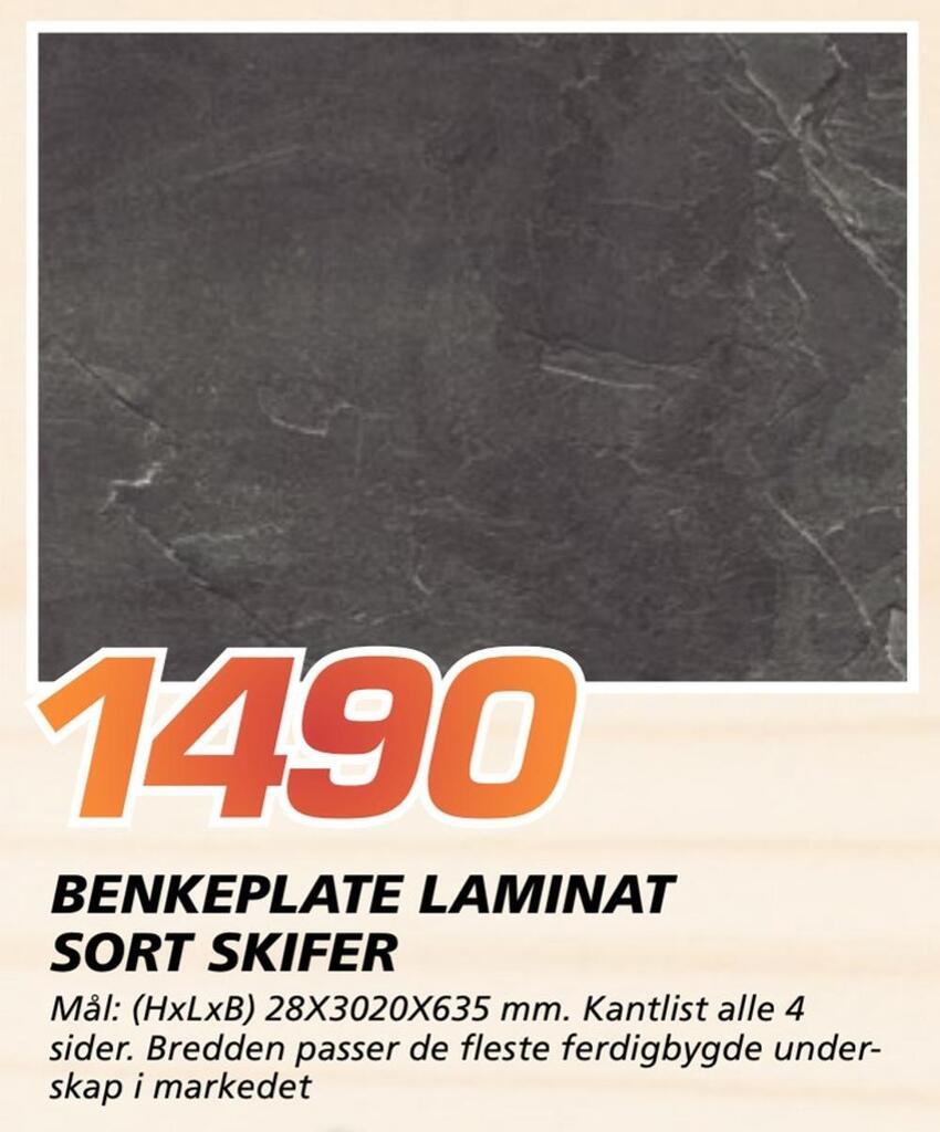 Coop Byggmix Benkeplate laminat sort skifer tilbud