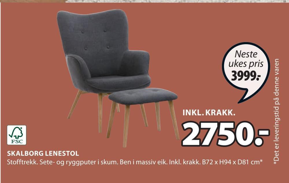 JYSK Skalborg lenestol tilbud