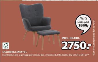JYSK Skalborg lenestol tilbud