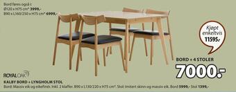 JYSK Kalby bord + lyngholm stol tilbud