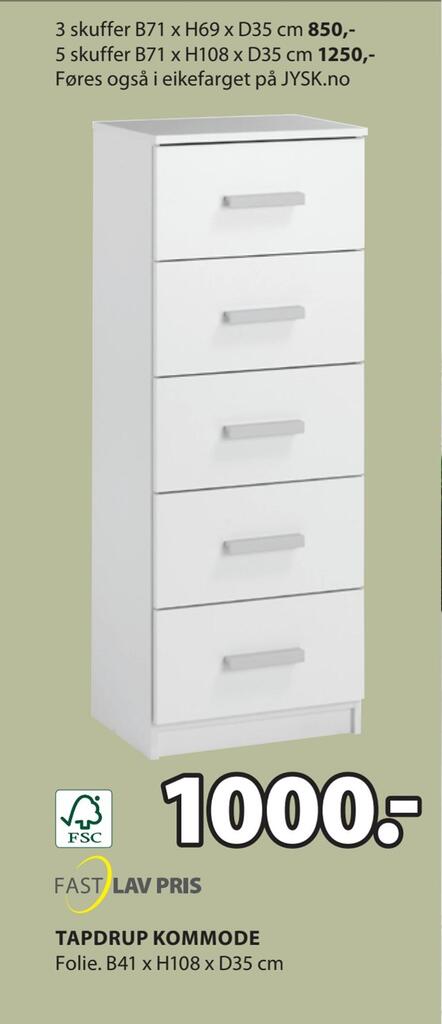 JYSK Tapdrup kommode tilbud