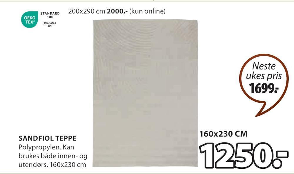 JYSK Sandfiol teppe tilbud