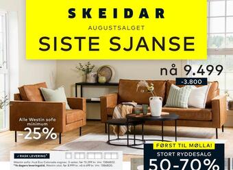 Skeidar Westin sofa i hud eco colorado cognac tilbud