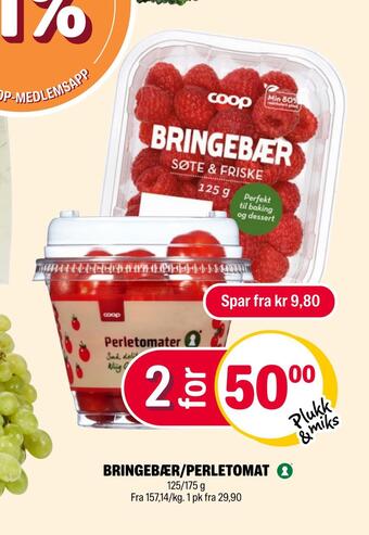 Coop Extra Bringebær/perletomat tilbud