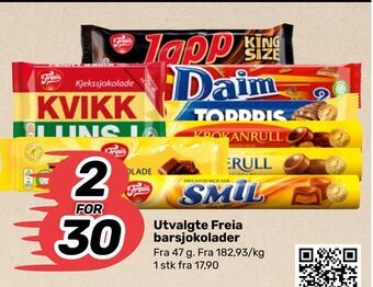 Coop Marked Utvalgte freia barsjokolader tilbud