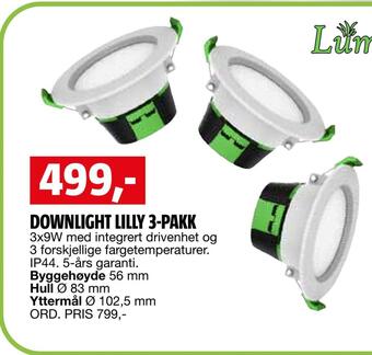 Bauhaus Downlight lilly 3-pakk tilbud