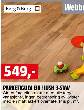 Bauhaus Parkettgulv eik flush 3-stav tilbud