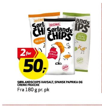 Bunnpris Sirlandschips havsalt, spansk paprika og creme fraiche tilbud