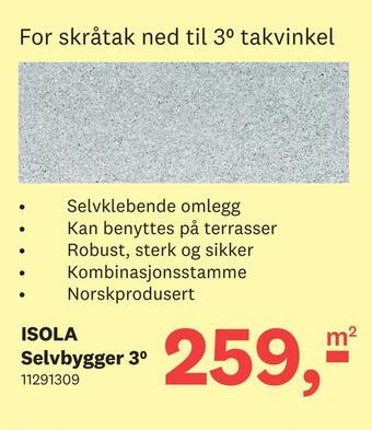 Bygger'n Isola selvklebende 3° tilbud