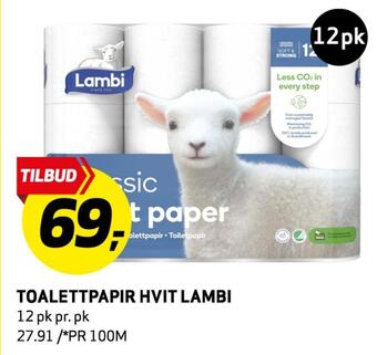 Bunnpris Toalettpapir hvit lambi tilbud