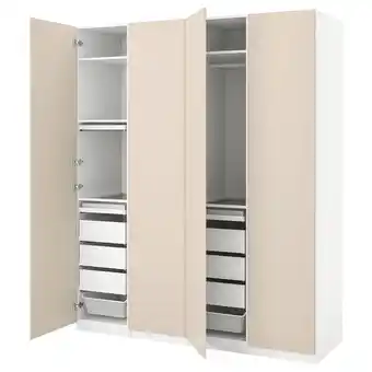 IKEA Pax / reinsvoll garderobekombinasjon, hvit/gråbeige, 200x60x236 cm tilbud
