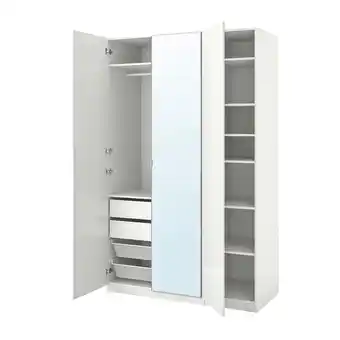 IKEA Pax / fardal/åheim garderobekombinasjon, høyglans hvit/speil, 150x60x236 cm tilbud