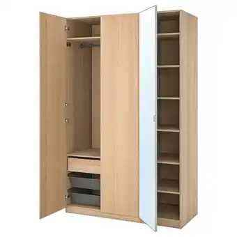 IKEA Pax / repvåg/åheim garderobekombinasjon, hvitbeiset eikemønster/speil, 150x60x236 cm tilbud
