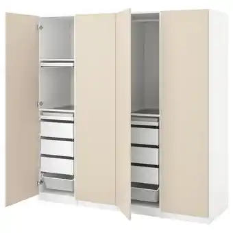 IKEA Pax / reinsvoll garderobekombinasjon, hvit/gråbeige, 200x60x201 cm tilbud