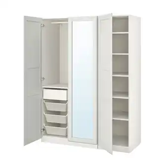 IKEA Pax / tyssedal garderobekombinasjon, hvit/speil, 150x60x201 cm tilbud