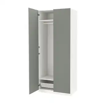 IKEA Pax / reinsvoll garderobeskap, hvit/grågrønn, 100x60x236 cm tilbud