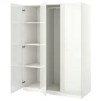 IKEA Pax / fardal garderobekombinasjon, hvit/høyglans hvit, 150x60x201 cm tilbud