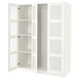 IKEA Pax / bergsbo garderobekombinasjon, hvit/frostet glass/hvit, 150x60x201 cm tilbud