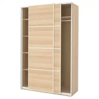 IKEA Pax / mehamn garderobeskap, hvitbeiset eikemønster/dobbeltsidig hvitbeiset eikemønster, 150x66x236 cm tilbud