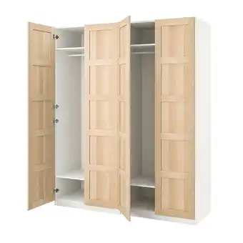 IKEA Pax / bergsbo garderobeskap, hvit/hvitbeiset eikemønster, 200x60x236 cm tilbud