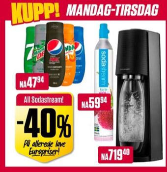 Europris Sodastream smagskoncentrat tilbud