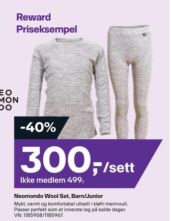 XXL Sport Neomondo wool set, barn/junior tilbud