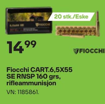 XXL Sport Fiocchi cart.6,5x55 se rnsp 160 grs, rifleammunisjon tilbud