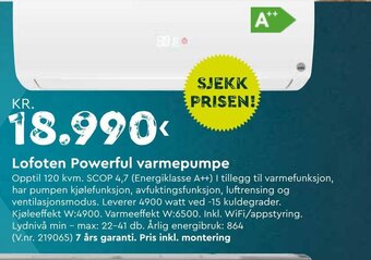 Mekk Lofoten Powerful varmepumpe tilbud
