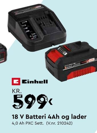 Mekk 18 V Batteri 4Ah og lader tilbud