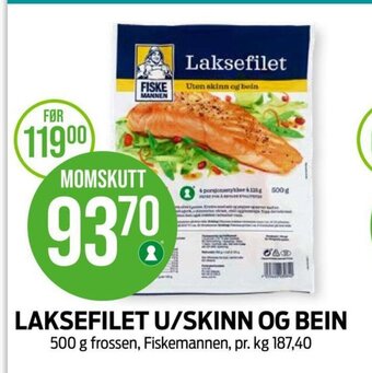 Kiwi LAKSEFILET U/SKINN OG BEIN tilbud