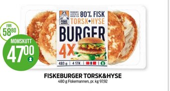 Kiwi FISKEBURGER TORSK&HYSE tilbud