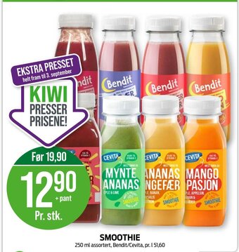 Kiwi SMOOTHIE 250 ml assortert, Bendit/Cevita tilbud
