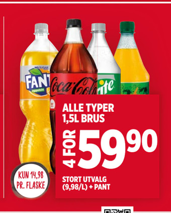 Meny Alle typer 1,5l brus tilbud