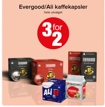 Spar Evergood/Ali kaffekapsler tilbud