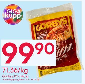 Gigaboks Gorbys 10 x 140 g tilbud