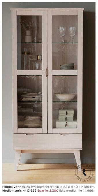 Møbelringen Filippa vitrineskap tilbud