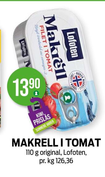 Kiwi Makrell i tomat tilbud