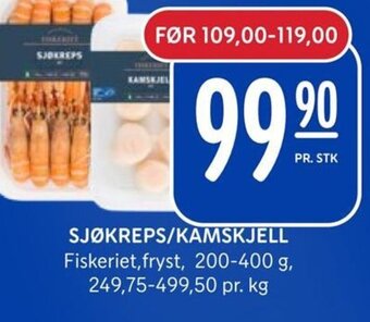 Rema 1000 SJØKREPS/KAMSKJELL tilbud