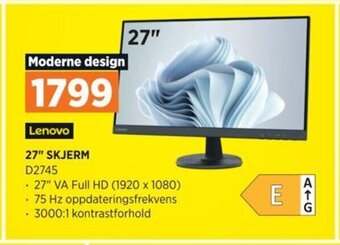 POWER Lenovo 27" SKJERM D2745 tilbud